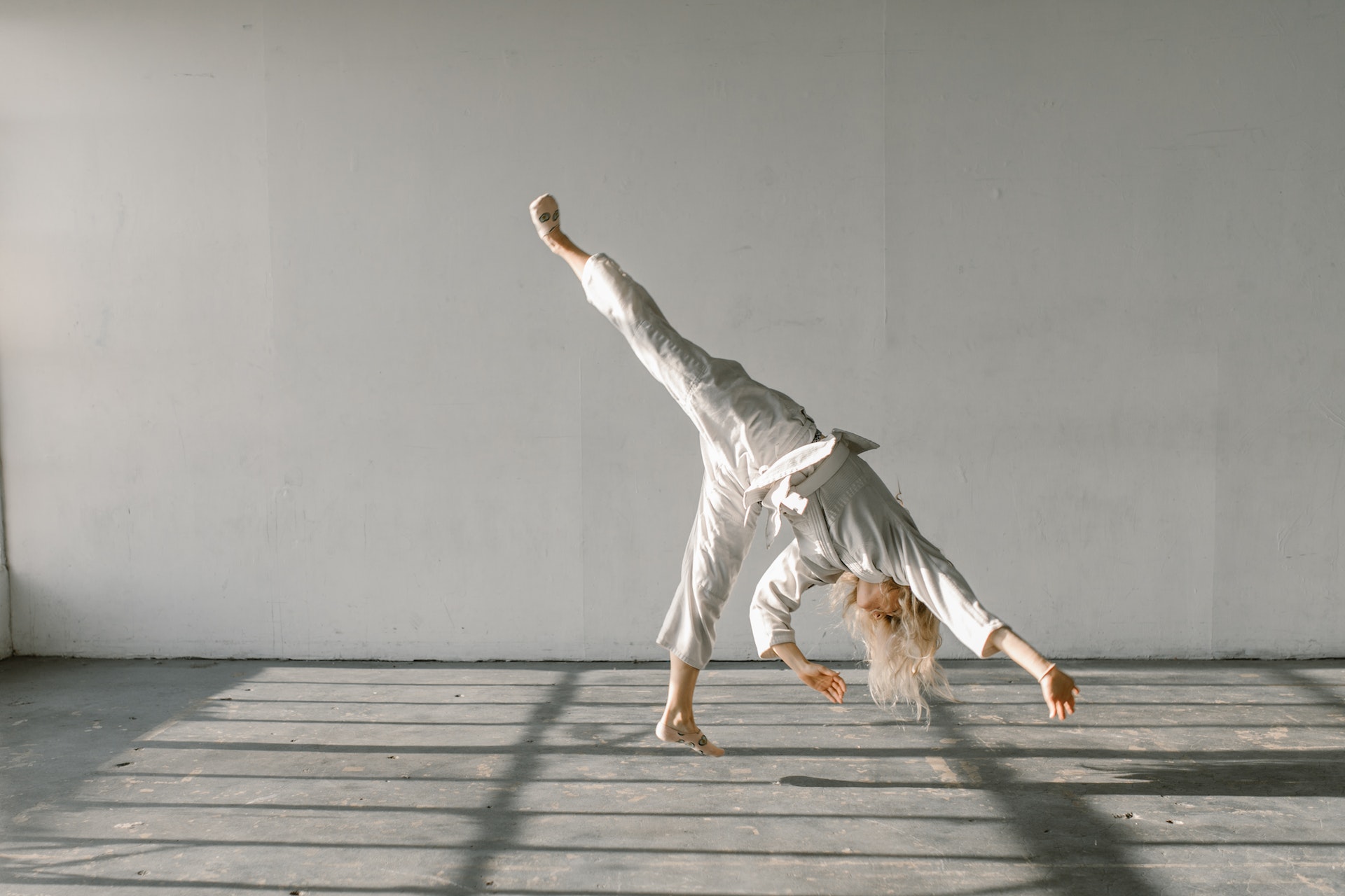 TigerStrike student showing cartweel Karate move